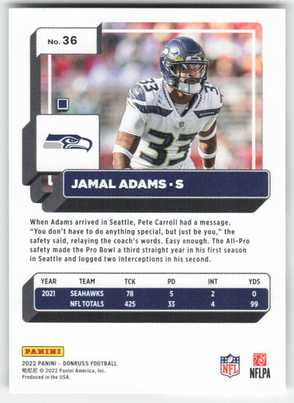 2022 Donruss #36 Jamal Adams Seattle Seahawks 1700