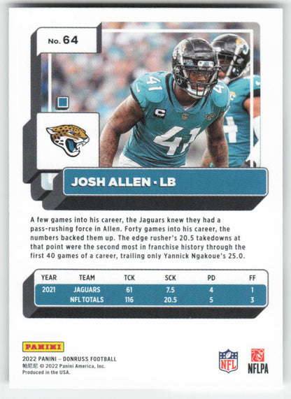 2022 Donruss #64 Josh Allen Jacksonville Jaguars 1703