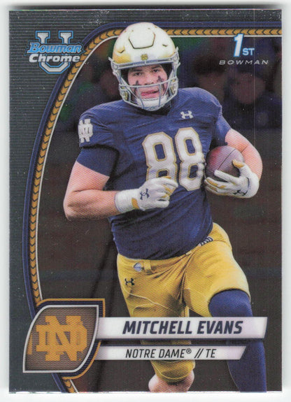 2024 Bowman University Chrome #132 Mitchell Evans Notre Dame FB1-83