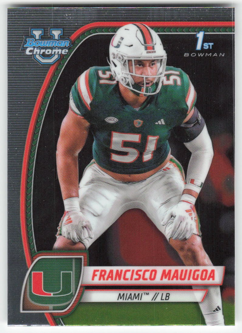 2024 Bowman University Chrome #30 Francisco Mauigoa Miami Hurricanes FB1-85