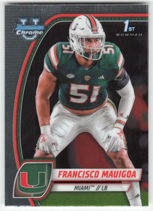 2024 Bowman University Chrome #30 Francisco Mauigoa Miami Hurricanes FB1-85