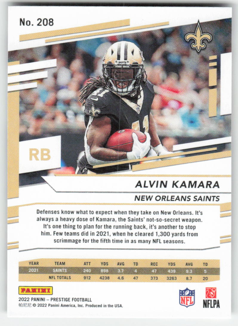 2022 Panini Prestige #208 Alvin Kamara New Orleans Saints FB1-106
