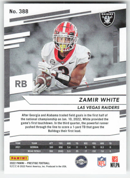 2022 Panini Prestige #388 Zamir White Las Vegas Raiders Rookie FB1-111