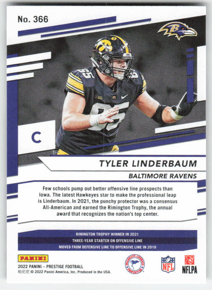 2022 Panini Prestige #366 Tyler Linderbaum Baltimore Ravens Rookie FB1-112