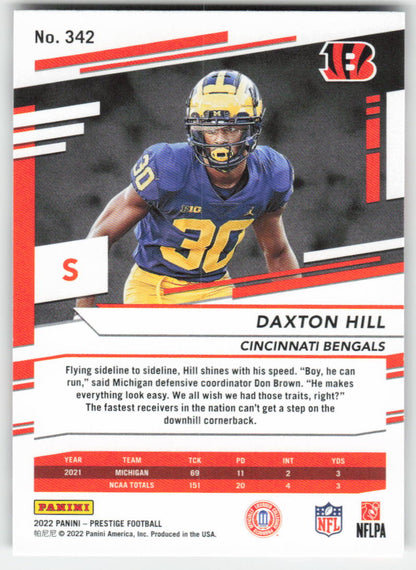 2022 Panini Prestige #342 Daxton Hill Cincinnati Bengals Rookie FB1-114