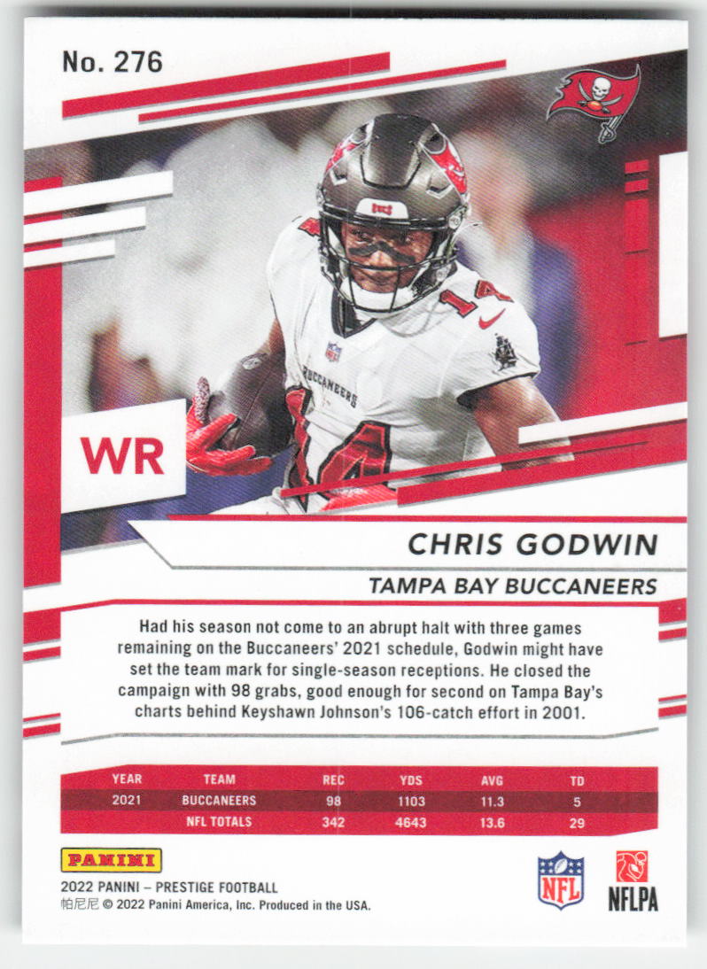 2022 Panini Prestige #276 Chris Godwin Tampa Bay Buccaneers FB1-118