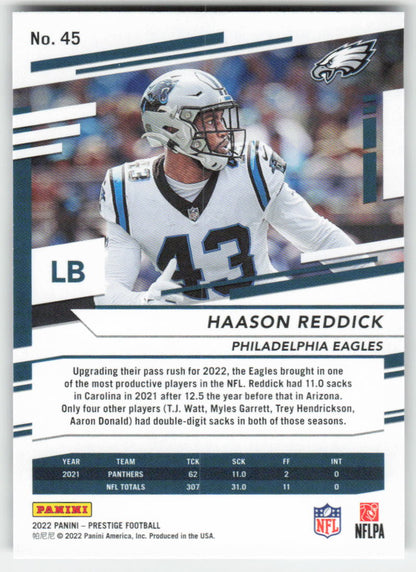 2022 Panini Prestige #45 Haason Reddick Philadelphia Eagles FB1-120