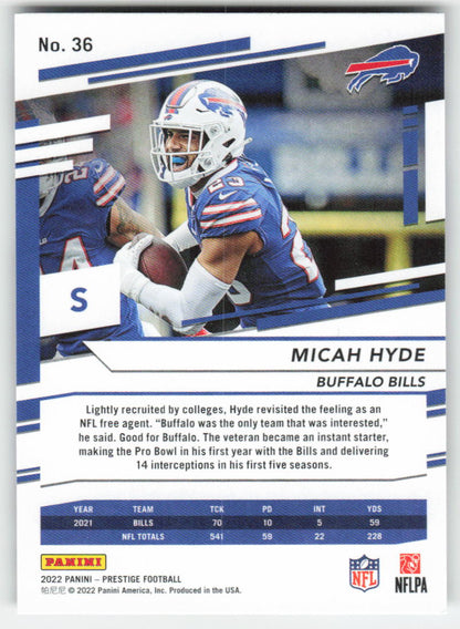 2022 Panini Prestige #36 Micah Hyde Buffalo Bills FB1-124
