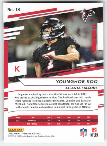 2022 Panini Prestige #18 Younghoe Koo Atlanta Falcons FB1-126