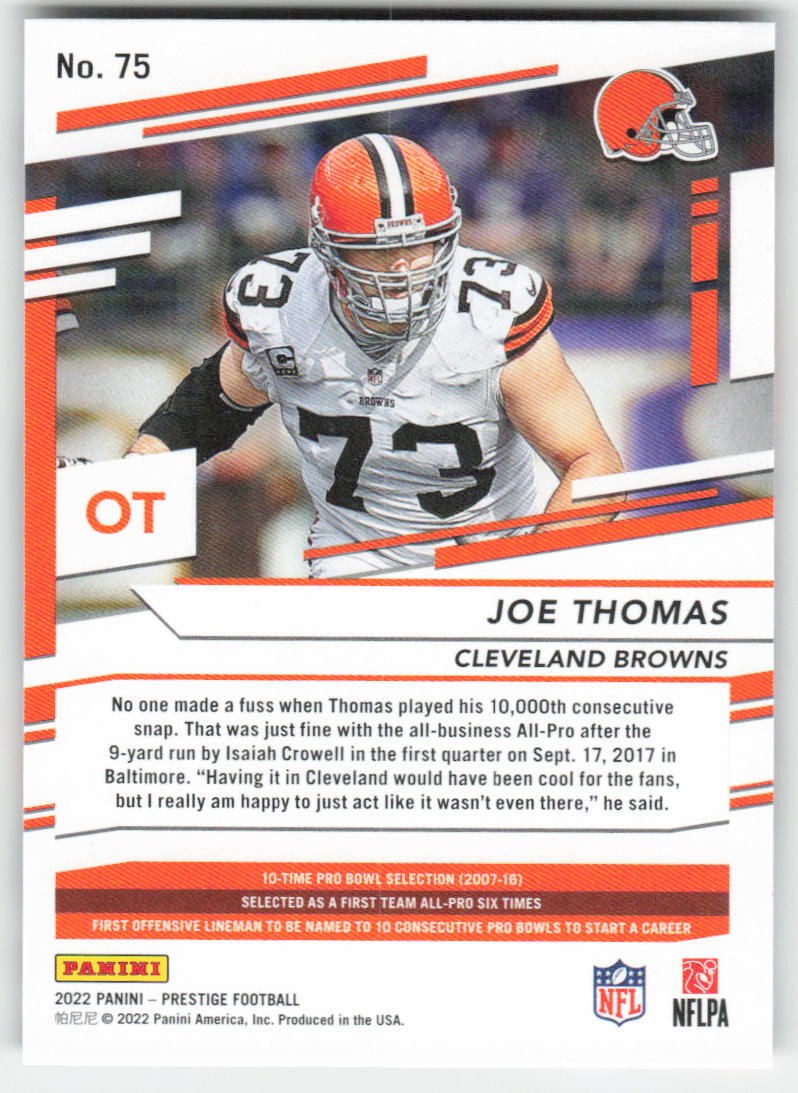 2022 Panini Prestige #75 Joe Thomas Cleveland Browns FB1-127