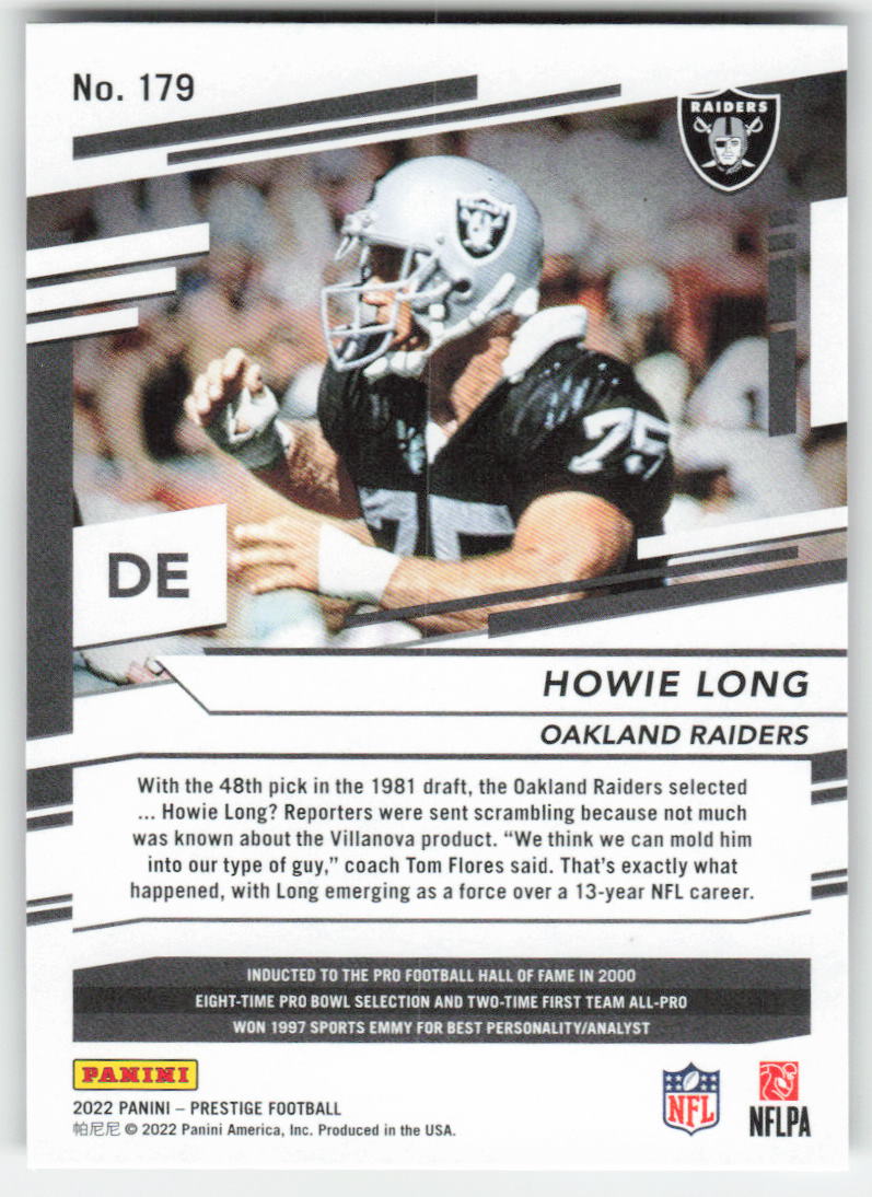 2022 Panini Prestige #179 Howie Long Oakland Raiders FB1-130
