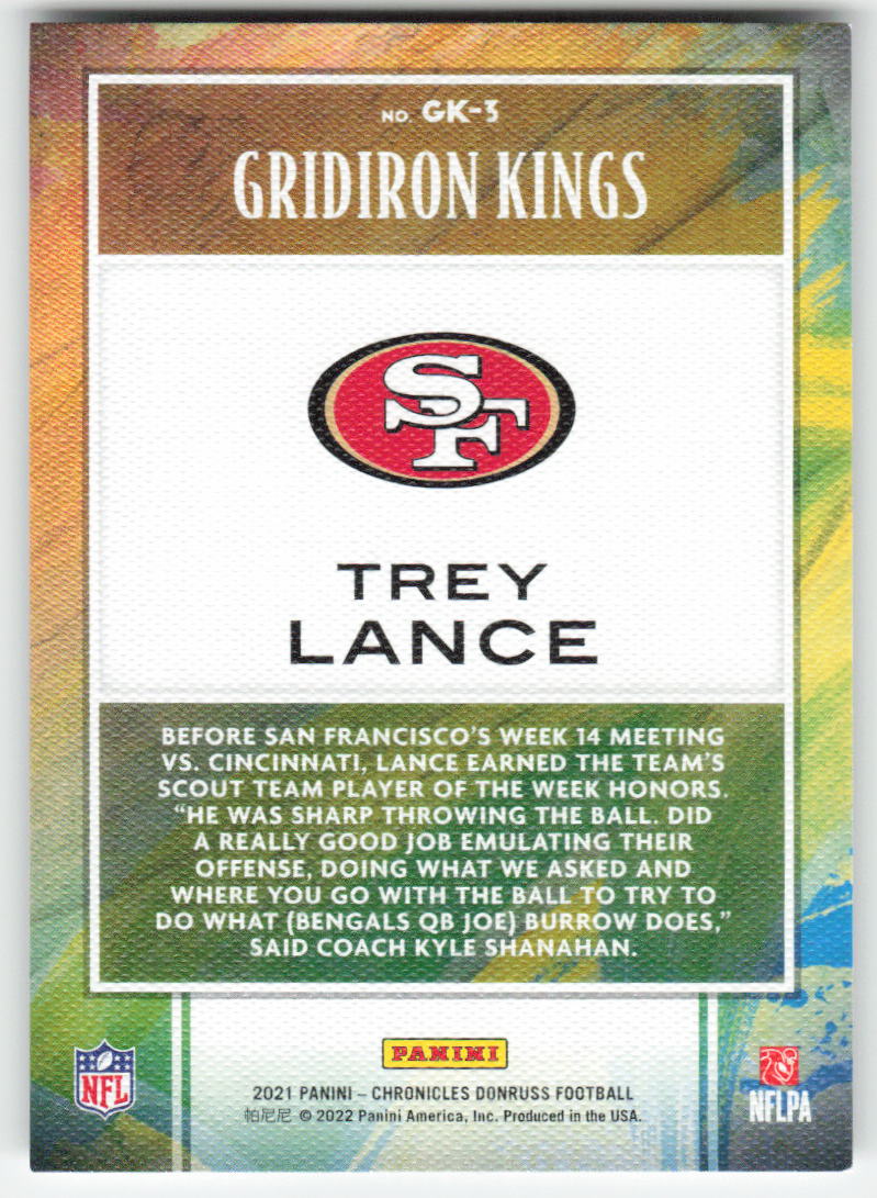 2021 Panini Chronicles #GK-3 Trey Lance Gridiron Kings 49ers FB1-135