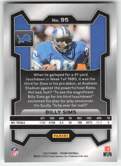 2023 Panini Prizm #95 Billy Sims Detroit Lions FB1-140