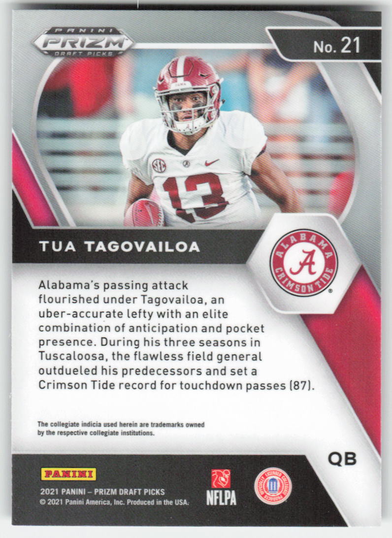 2021 Panini Prizm Draft Picks Collegiate #21 Tua Tagovailoa Alabama FB1-146
