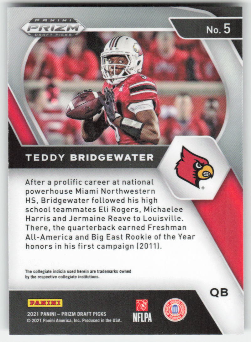 2021 Panini Prizm Draft Picks Collegiate #5 Teddy Bridgewater Louisville FB1-147