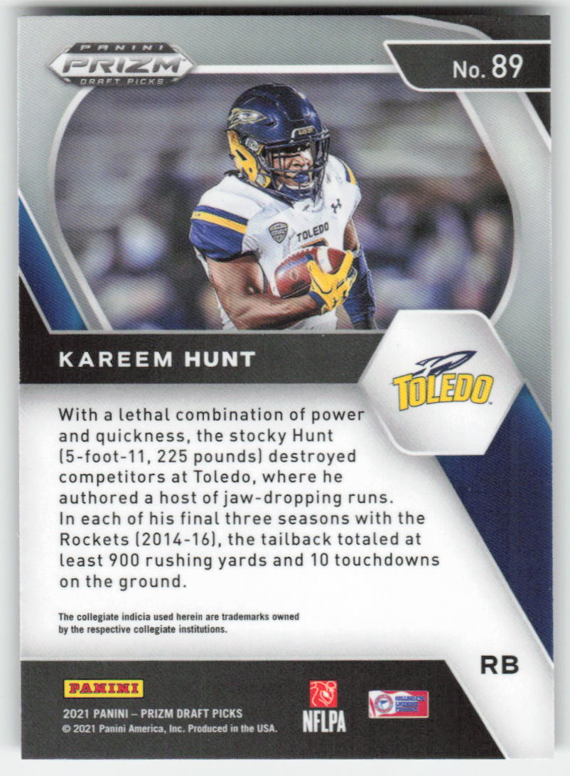 2021 Panini Prizm Draft Picks Collegiate #89 Kareem Hunt Toledo Rockets FB1-149