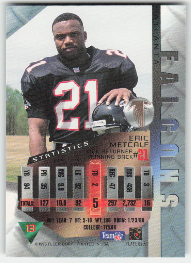 1995 Fleer Metal #13 Eric Metcalf Atlanta Falcons FB1-154