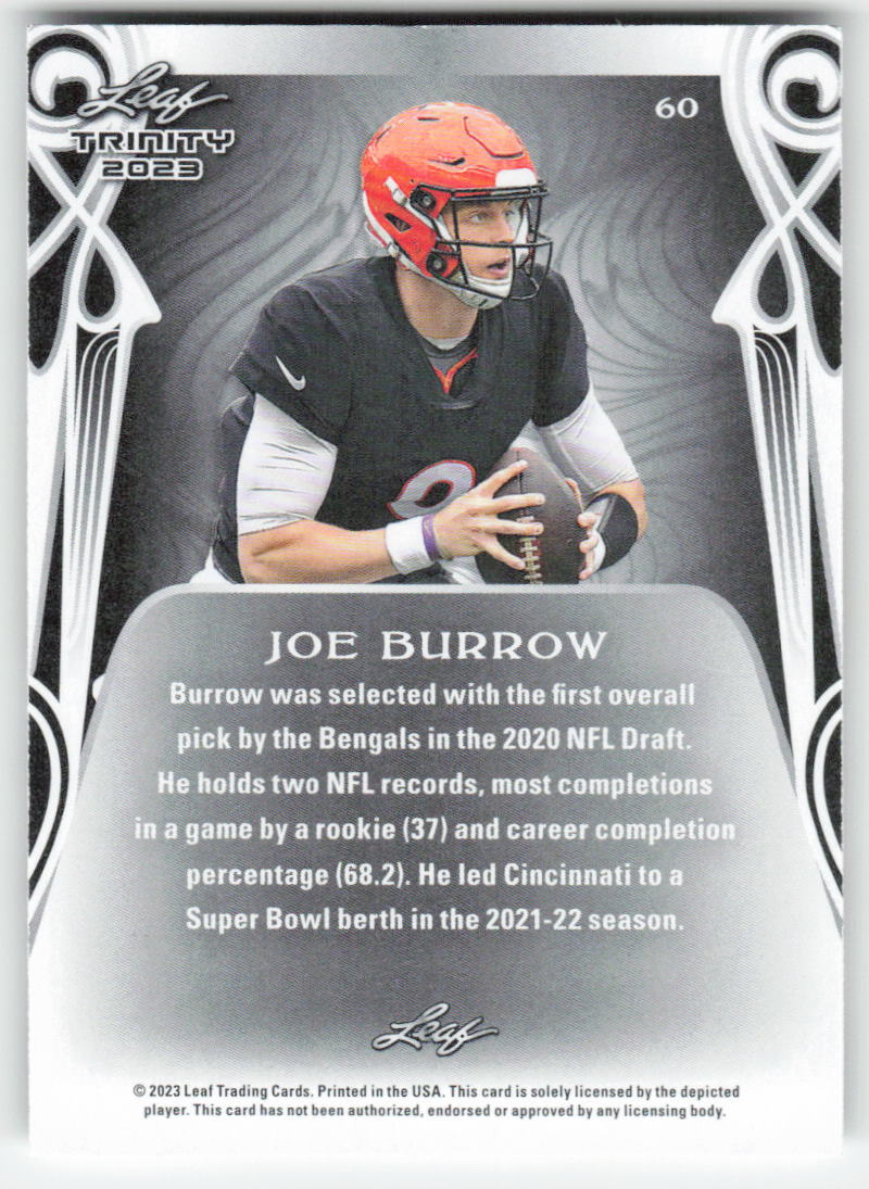2023 Leaf Trinity (Mega Box) #60 Joe Burrow Cincinnati Bengals FB1-158