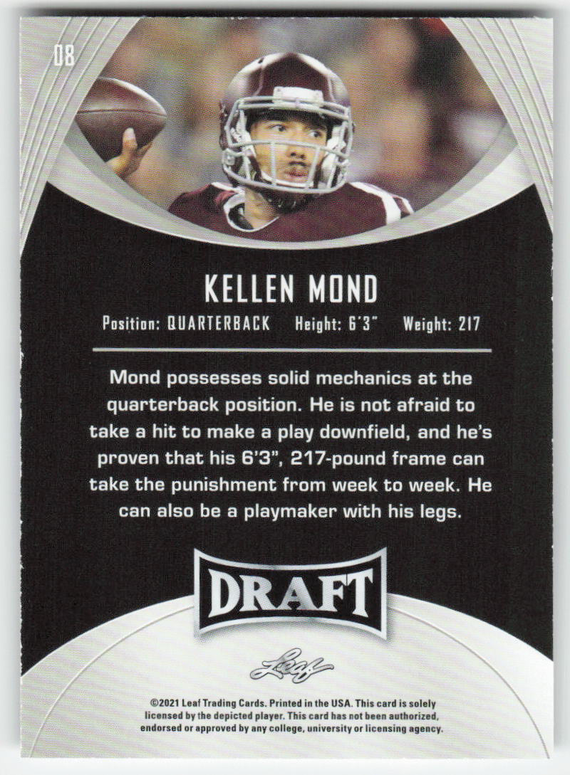 2021 Leaf Draft #08 Kellen Mond Texas A&M Aggies FB1-163