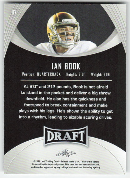 2021 Leaf Draft #07 Ian Book Notre Dame Fighting Irish FB1-164