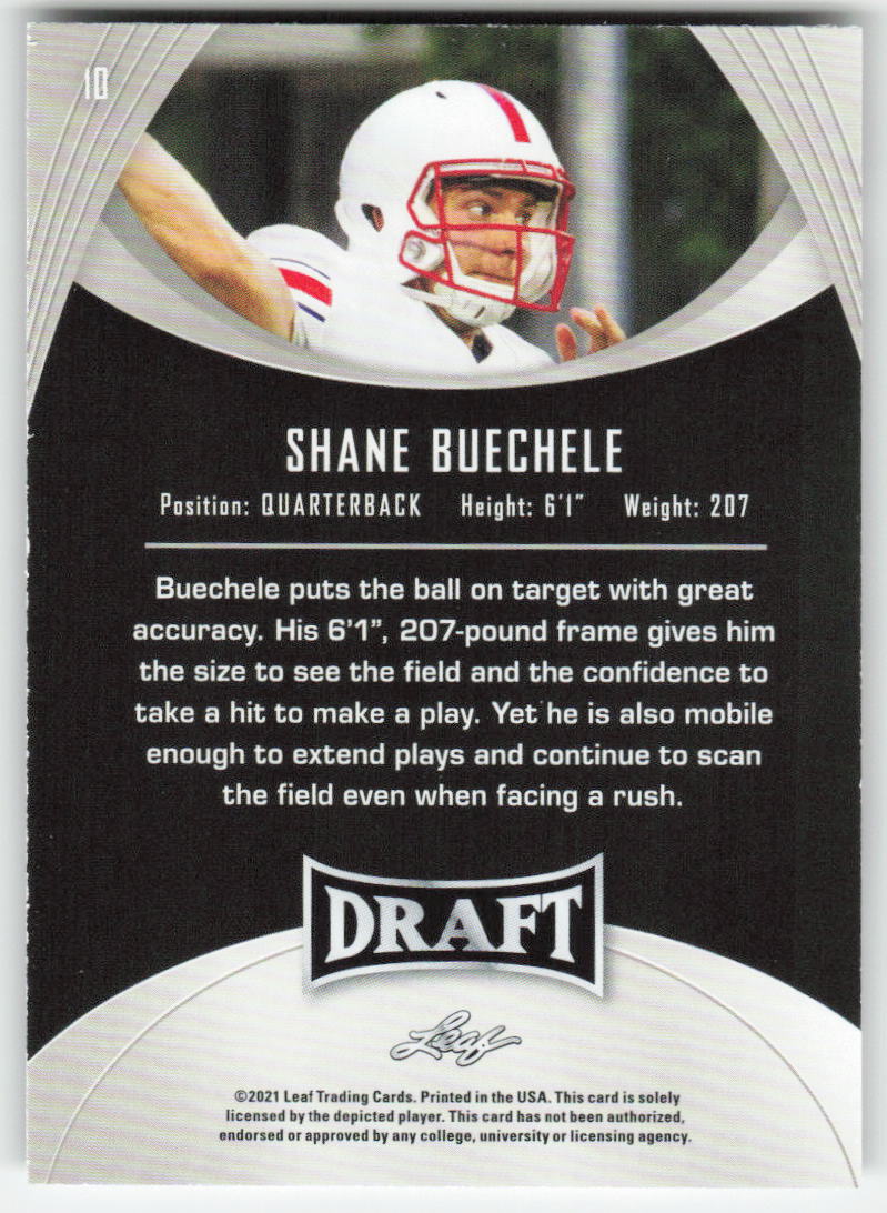 2021 Leaf Draft #10 Shane Buechele SMU Mustangs FB1-168