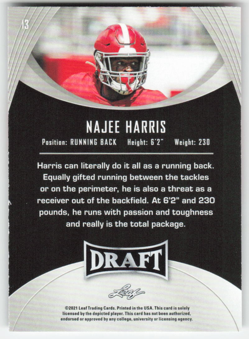 2021 Leaf Draft #13 Najee Harris Alabama Crimson Tide FB1-171