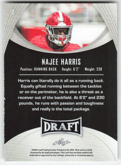 2021 Leaf Draft #13 Najee Harris Alabama Crimson Tide FB1-171