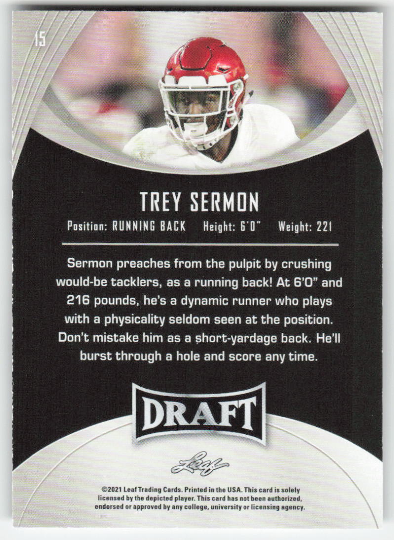 2021 Leaf Draft #15 Trey Sermon Ohio State Buckeyes FB1-173