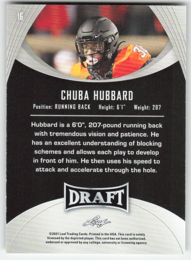 2021 Leaf Draft #16 Chuba Hubbard Oklahoma State Cowboys FB1-174