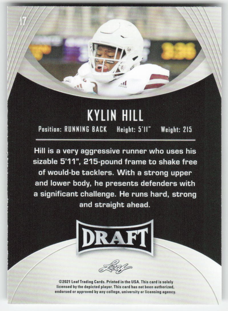 2021 Leaf Draft #17 Kylin Hill Mississippi State Bulldogs FB1-175