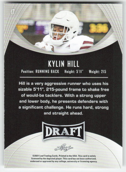 2021 Leaf Draft #17 Kylin Hill Mississippi State Bulldogs FB1-175
