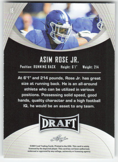 2021 Leaf Draft #18 Asim Rose Jr. Kentucky Wildcats FB1-176