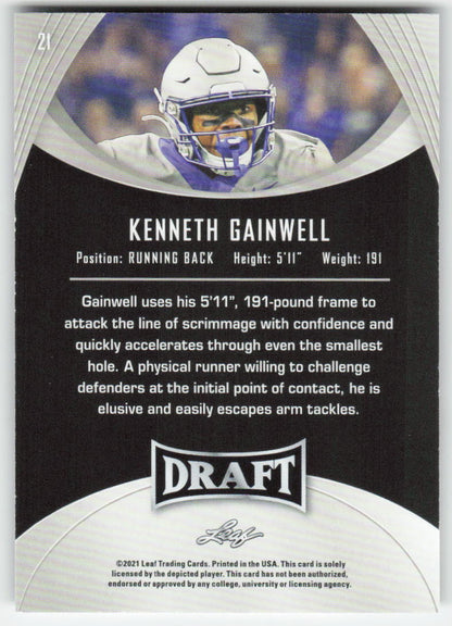 2021 Leaf Draft #21 Kenneth Gainwell Memphis Tigers FB1-179