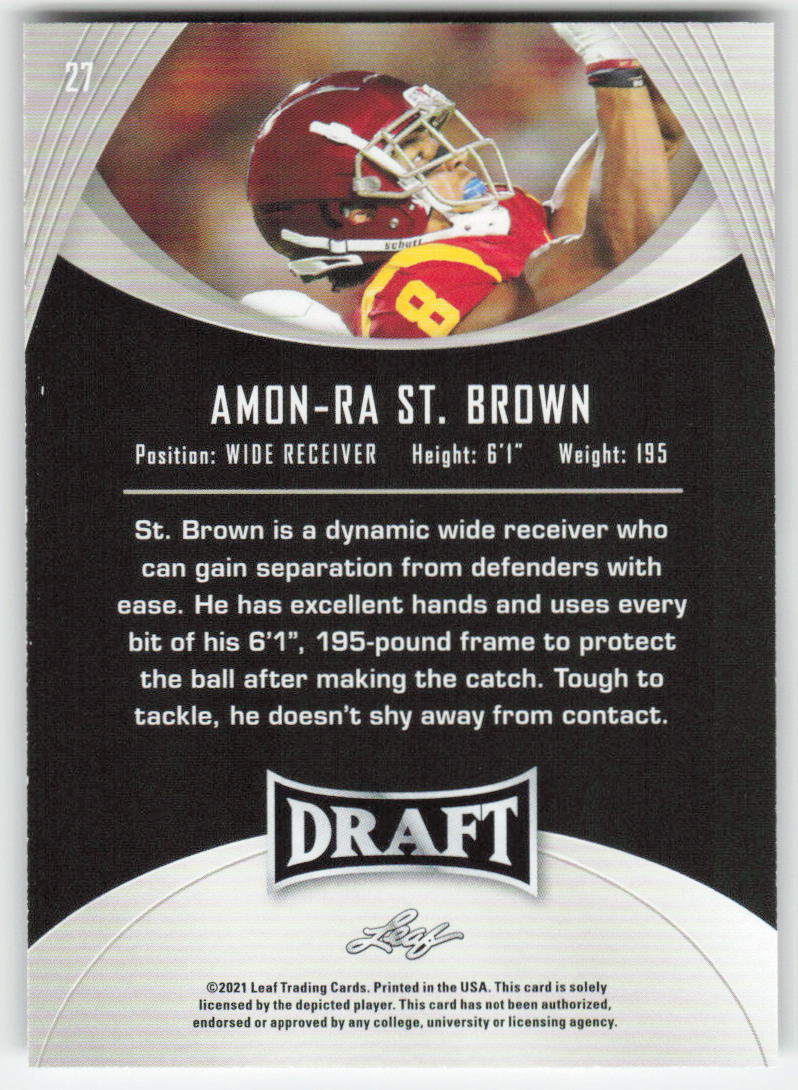 2021 Leaf Draft #27 Amon-Ra St. Brown USC Trojans FB1-185