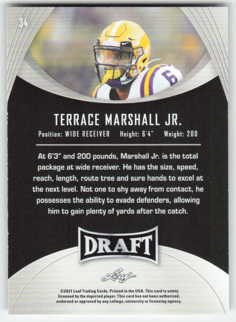 2021 Leaf Draft #34 Terrace Marshall Jr. LSU Tigers FB1-189