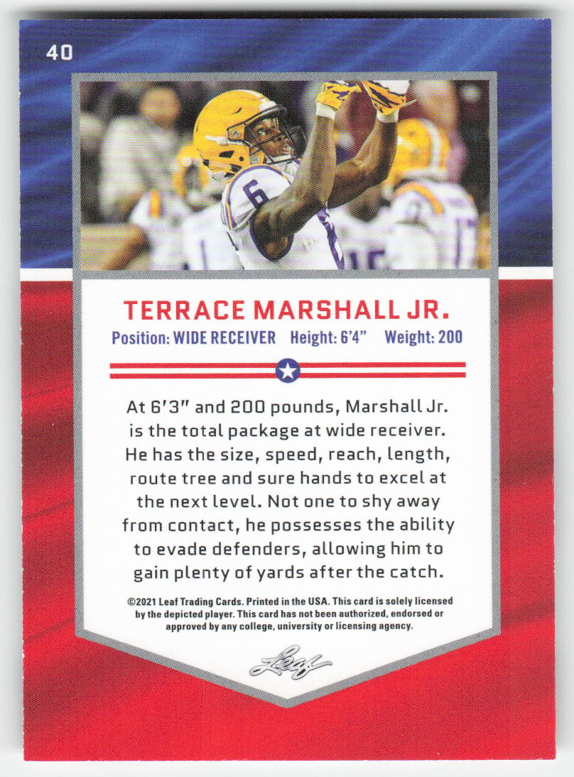 2021 Leaf Draft #40 Terrace Marshall Jr. LSU Tigers FB1-195