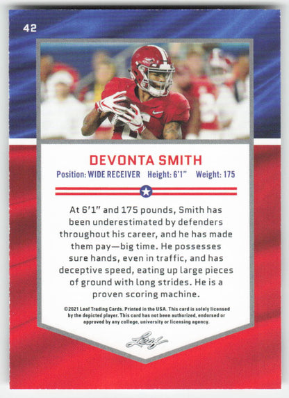 2021 Leaf Draft #42 DeVonta Smith Alabama Crimson Tide FB1-196