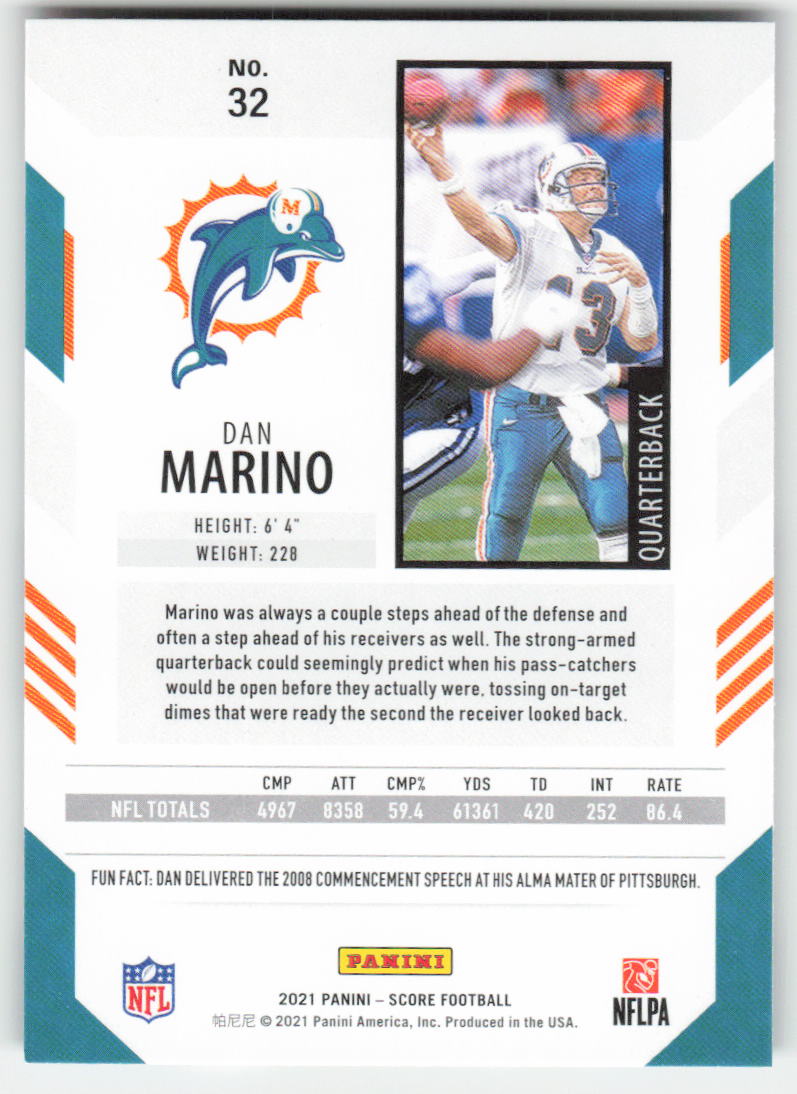2021 Score #32 Dan Marino Miami Dolphins FB1-203
