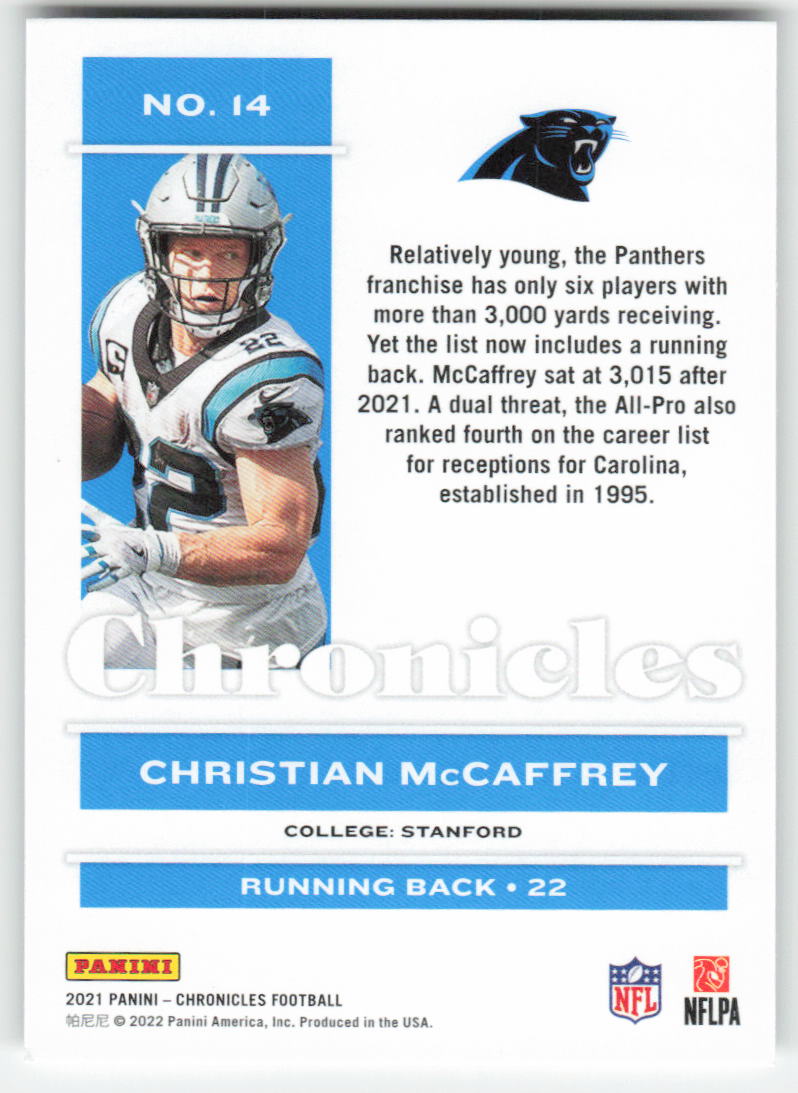 2021 Panini Chronicles #14 Christian McCaffrey Carolina Panthers FB1-208