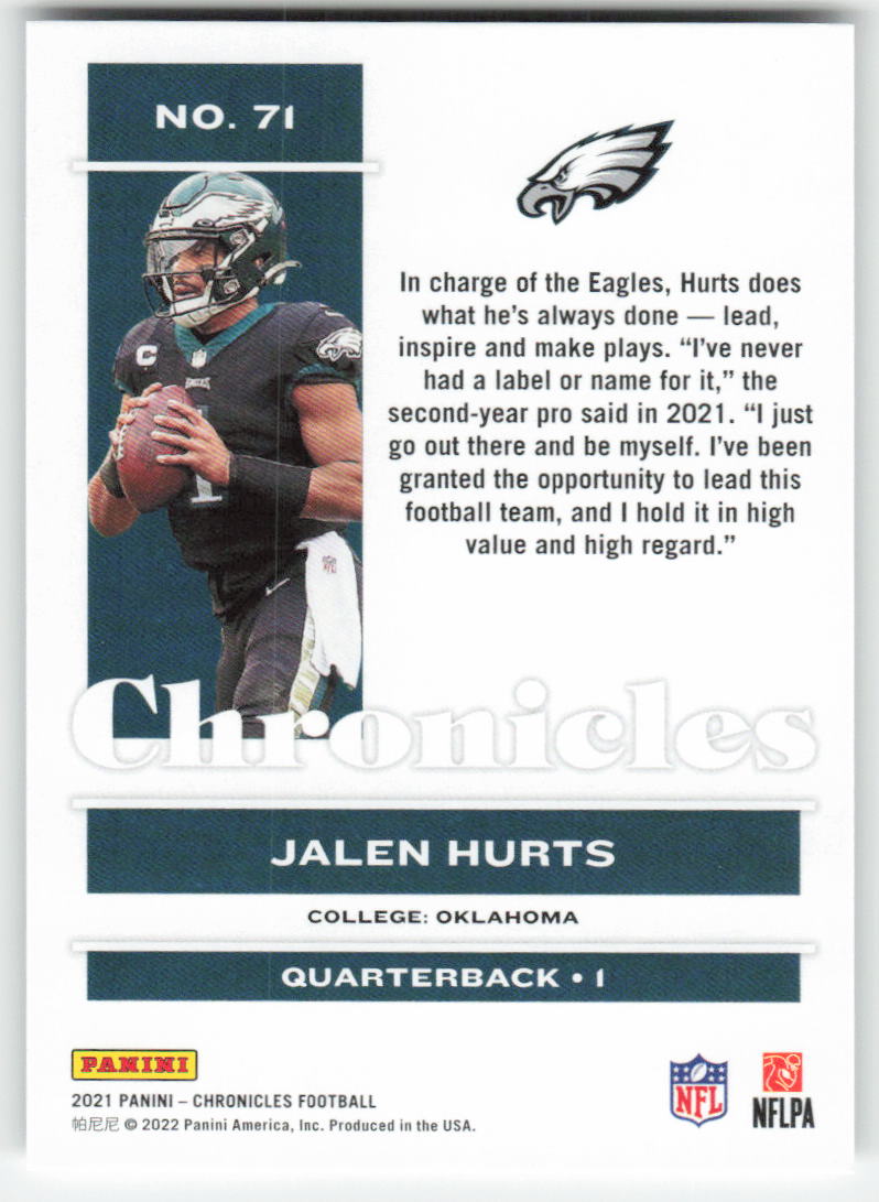 2021 Panini Chronicles #71 Jalen Hurts Philadelphia Eagles FB1-209