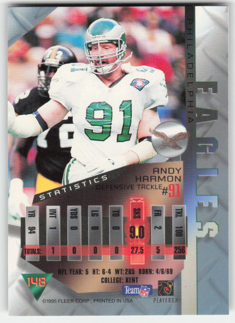1995 Fleer Metal #148 Andy Harmon Philadelphia Eagles FB1-238