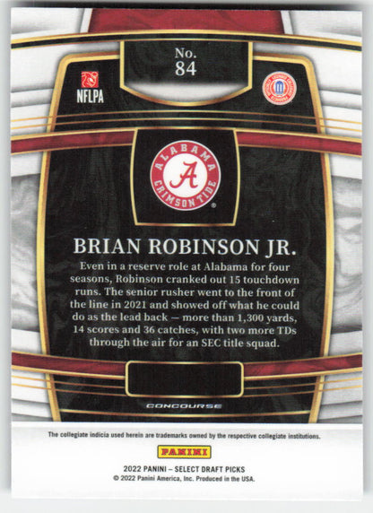 2022 Panini Select Draft Picks #84 Brian Robinson Jr. Alabama FB1-250