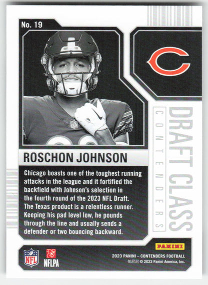 2023 Panini Contenders #19 Roschon Johnson Draft Class Chicago Bears FB1-252