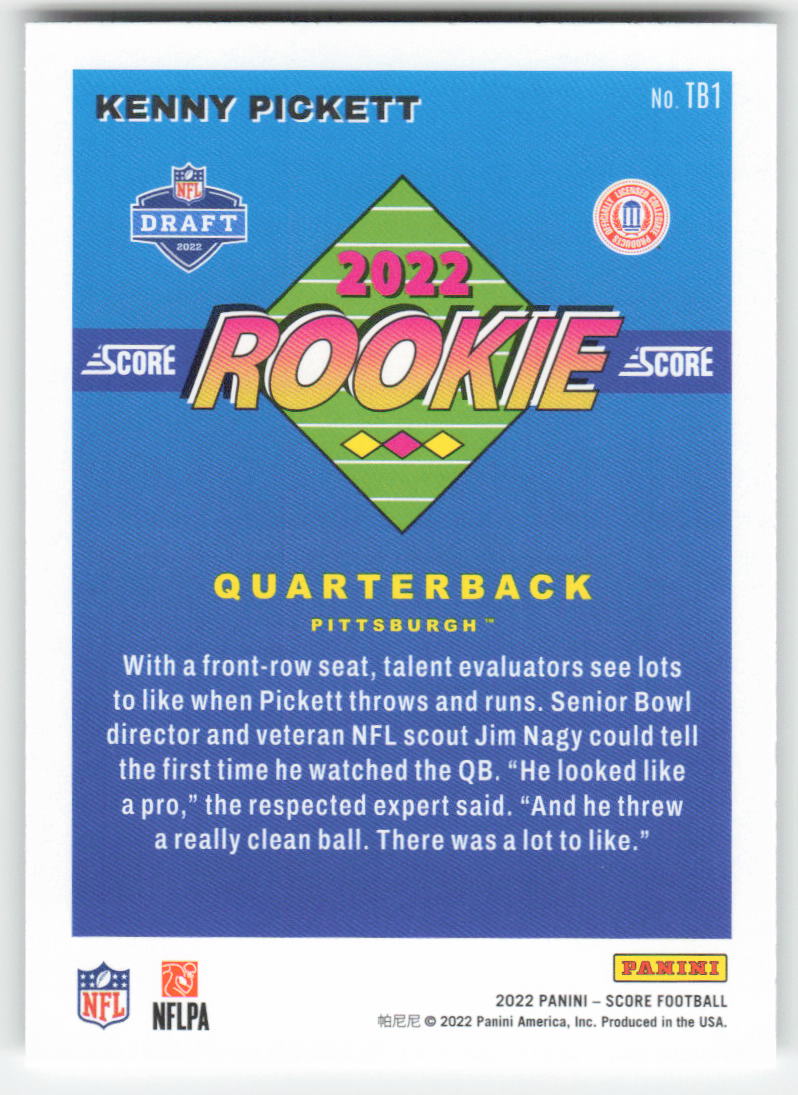 2022 Score #TB1 Kenny Pickett 1992 Throwback Rookie Pittsburgh Panthers FB1-253