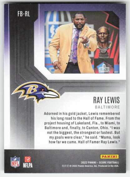 2022 Score #FB-RL Ray Lewis First Ballot Baltimore Ravens FB1-257