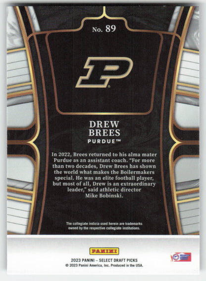2023 Panini Select Draft Picks #89 Drew Brees Purdue Boilermakers FB1-265