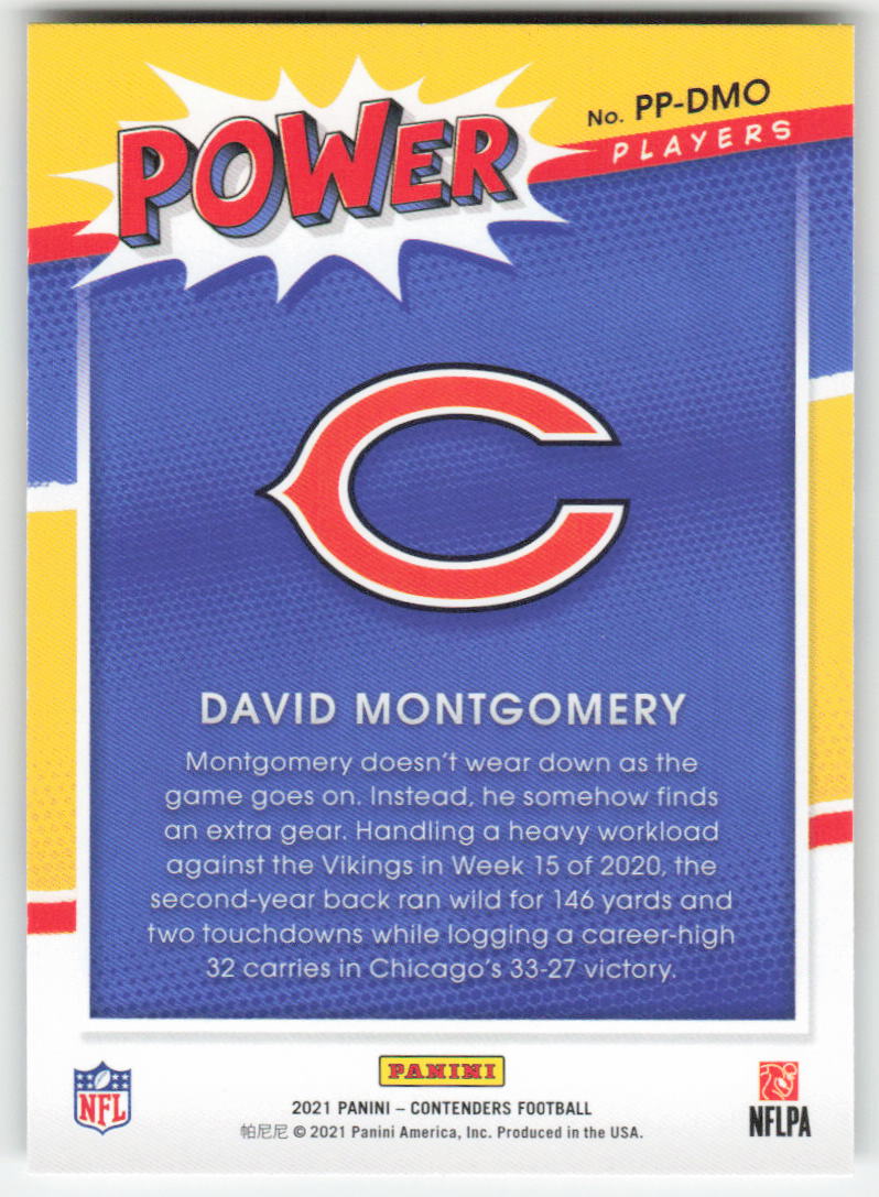 2021 Panini Contenders #PP-DMO David Montgomery Power Players Bears FB1-267
