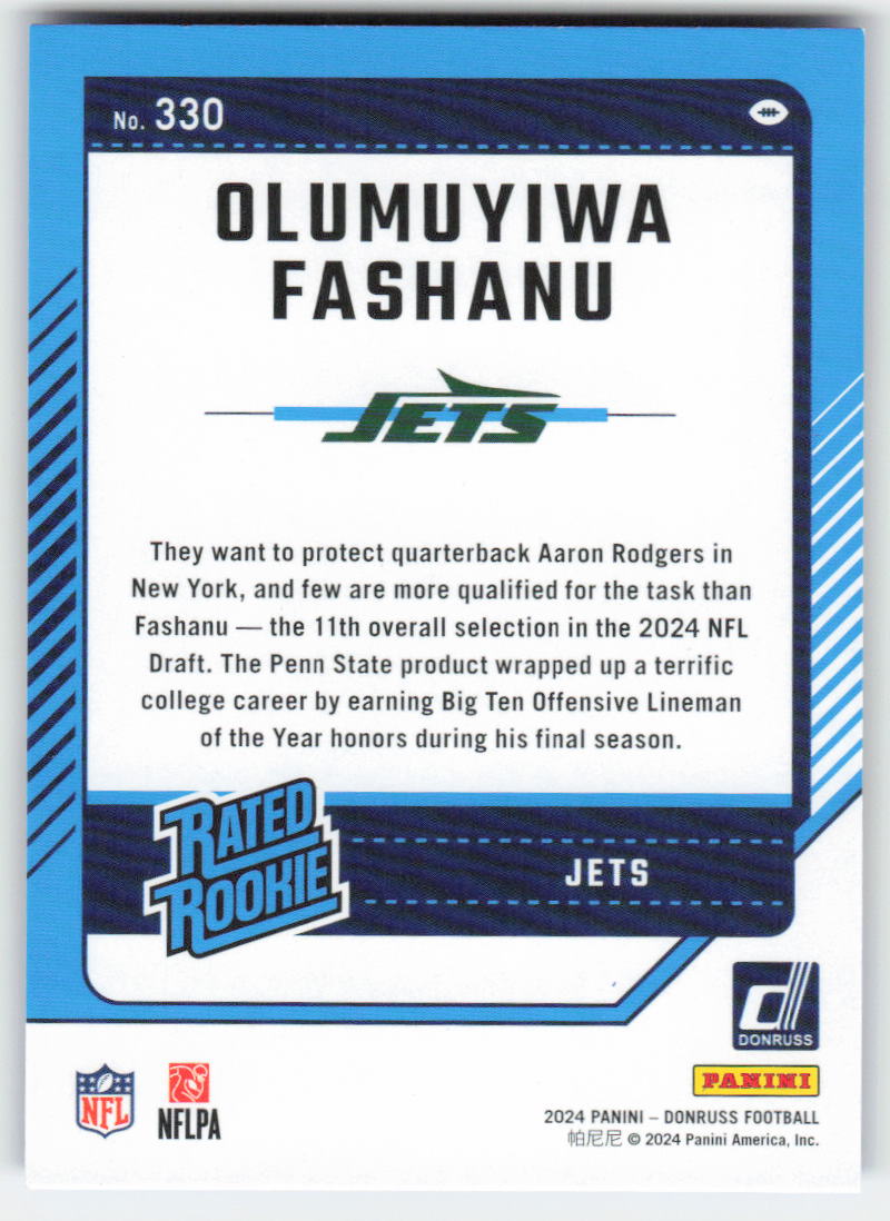 2024 Donruss #330 Olumuyiwa Fashanu Press Proof Blue Jets Rookie FB1-287