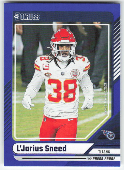 2024 Donruss #216 L'Jarius Sneed Press Proof Blue Tennessee Titans FB1-288