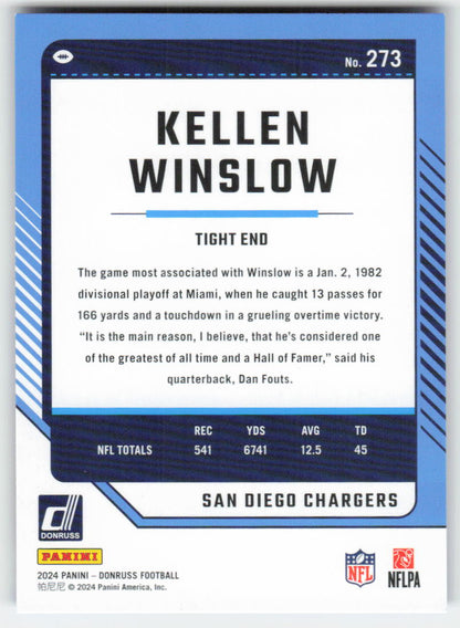 2024 Donruss #273 Kellen Winslow Press Proof Blue San Diego Chargers FB1-292